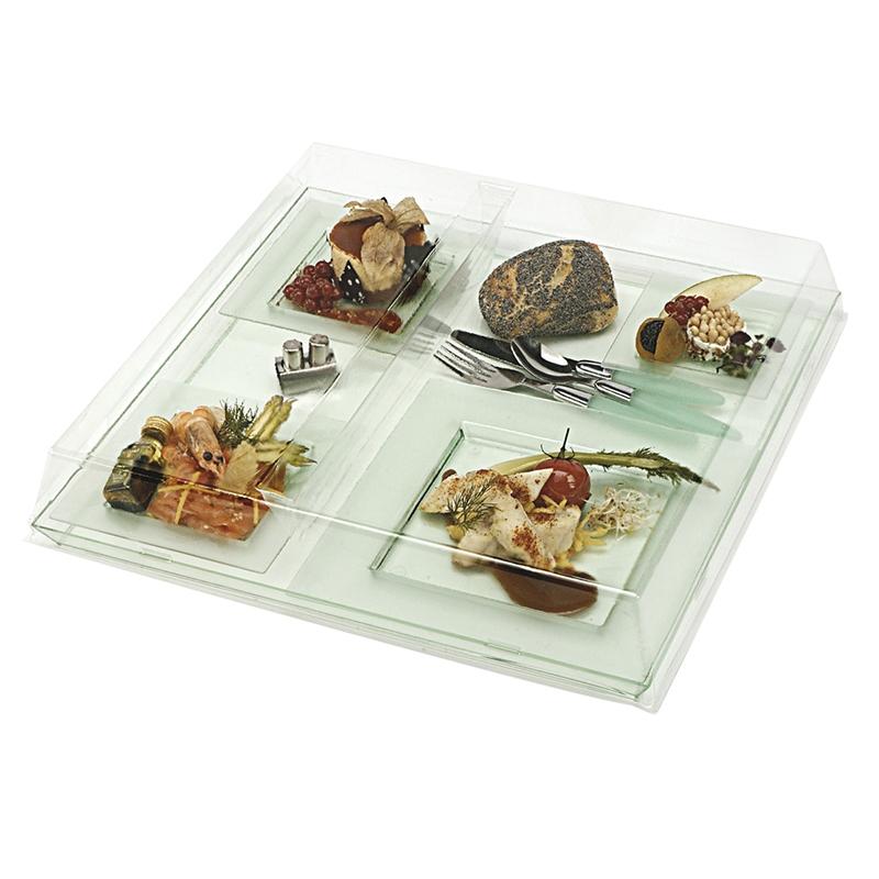 Tapas Transparente para Bandeja Vendome 410X410 Alto 33 mm. (25 u.)
