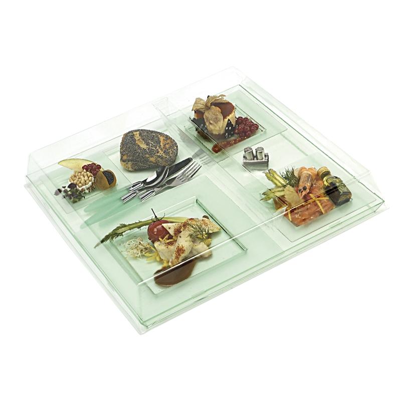 Tapas Transparente para Bandeja Serie Quartz Rectangular 355X275 mm. (10 u.)