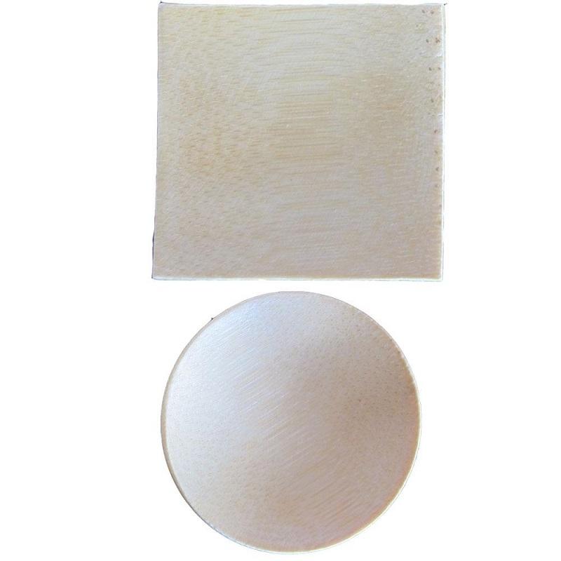 Platitos Cuadrados y Redondos Bambú 60X60 mm. 60 mm. (12 u.)