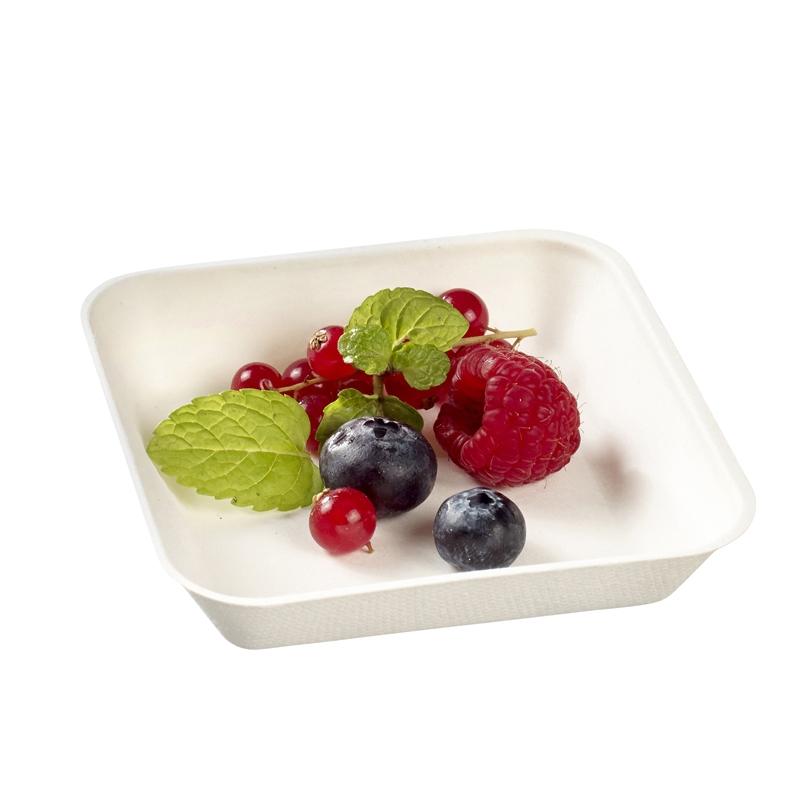 Plato Kanopee Blanco de Pulpa 100X100X20 mm. (200 u.)