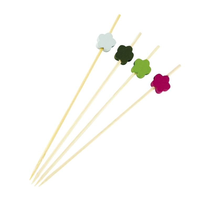 Brocheta de Bambú Flor Surtida 120 mm. (200 u.)