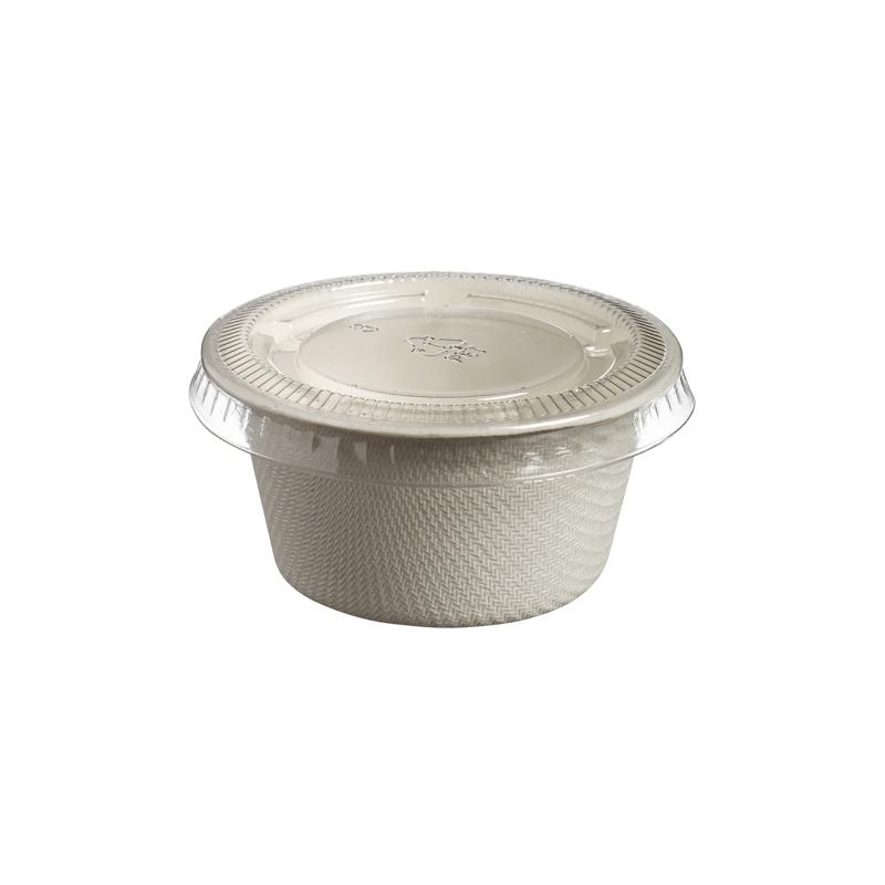 Salsera de Pulpa con Tapas PLA Transparente Reciclable Ø 60 Alto 30 mm. 60 ml. (50 u.)