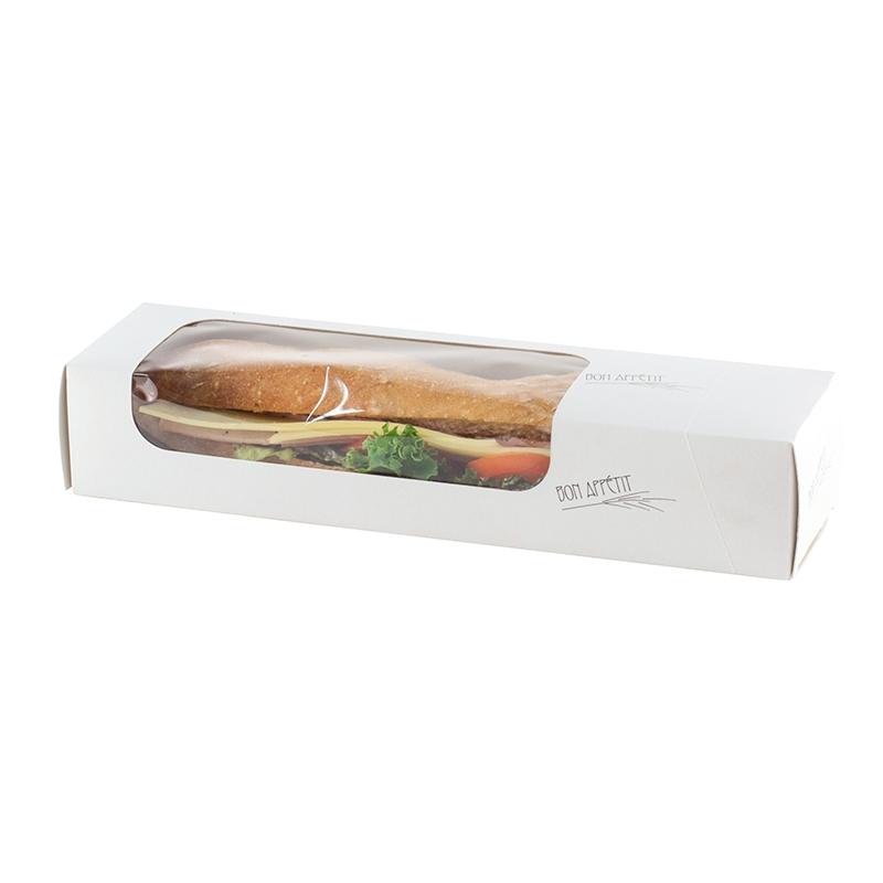 Cajas de Cartón con Ventana para Bocadillo 290X75X55X mm.  (400 u.)