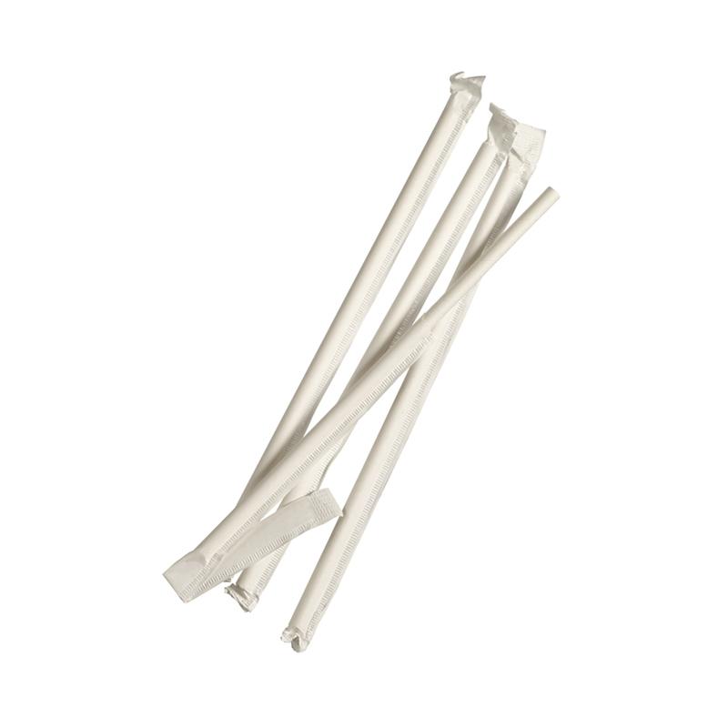 Pajita Blanca de Papel Envase Individual 200 Ø 6 mm. (500 u.)
